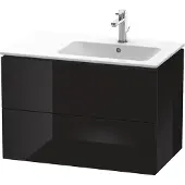 Duravit L-Cube Waschtischunterbau wandhängend, 2 Schubkästen, Becken rechts, 820x550x481mm, LC629204040, Farbe: Schwarz Hochglanz Lack