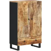 vidaXL Highboard mit Schublade 60x33x100 cm Massivholz Mango & Eisen