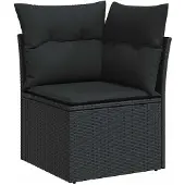 vidaXL 6-tlg. Garten-Sofagarnitur mit Kissen Schwarz Poly Rattan
