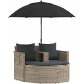 vidaXL Garten-Sofa 8 stk. Poly-Rattan Hellgrau und Dunkelgrau