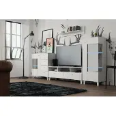 AEA Wohnzimmer Set Vitrine Kommode Wandregal Wohnwände Kommoden Design Schrank 4tlg.