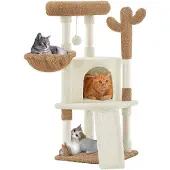 Yaheetech 106 cm Kratzbaum Kaktus Katzenbaum mit Plattform beige/braun