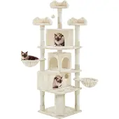 Yaheetech 194 cm Kratzbaum groß XXL Katzenbaum mit 9 Kratzsäulen beige
