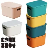 Merkloos Omgoods – Set aus 6 stapelbaren Kunststoff-Aufbewahrungsboxen mit Deckel