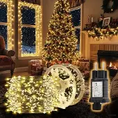Salcar 15m LED-Lichterkette Aussen Weihnachtslichterkette 600 LED 8 Modi Warmweiß Weihnachtsdeko