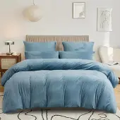 Sonstiges Bettwäsche-Set 155x220 cm Hellblau Flanell mit 2 Kissenbezügen 80x80 cm