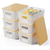 Merkloos Omgoods – Set aus 6 Aufbewahrungsboxen mit Bambusdeckel (5 Liter)