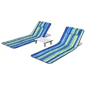 Merkloos Set von 2 Strandliegen mit Beistelltisch und Kissen