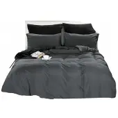 Cotton World Baumwolle world Klassische Bettwäsche 140x200 Wendbar Grau/Schwarz