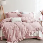 Sonstiges Bettwäsche-Set Rüschen 155x220 cm Rosa 1x80x80 cm Mikrofaser