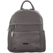 Barberini's Damen Rucksack Grau aus genarbtem Leder, H 32 cm, B 19-29 cm, T 13 cm, als Tasche/Umhängetasche