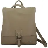 Barberini's Damen Leder Rucksack Braun, H 34 cm, B 28-31 cm, T 8 cm, mit Reißverschlusstaschen und Magnetverschluss