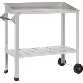 Syfax Umtopftisch mit Rädern 96 x 50 x 89 cm Edelstahl Silber