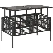 vidaXL 4-tlg. Garten-Sofagarnitur mit Kissen Schwarz Poly Rattan Glas