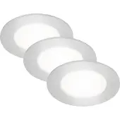 DI-KA LED Einbauleuchten Einbaulampe 3er Set 3W chrom Kunststoff Ø8,6cm IP65