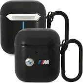 BMW BMA222PVTK AirPods 1/2 Abdeckung, schwarz/schwarzes Leder, gebogene Linie