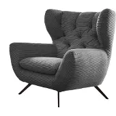KAWOLA Sessel CHARME Hochlehnsessel Cord grau
