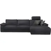 KAWOLA Sofa LOLA Ecksofa XL Leder schwarz mit motorischer Relaxfunktion Recamiere rechts
