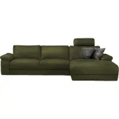 KAWOLA Sofa LOLA Ecksofa XL Leder moosgrün mit motorischer Relaxfunktion Recamiere rechts