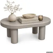 Akord Ovaler Couchtisch MATE 85 cm Grau mit vier zylindrischen Beinen