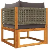 vidaXL 4-tlg. Gartensofa-Set mit Kissen Holz Akazie & Rattan