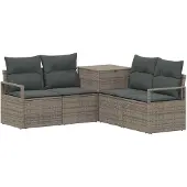 Syfax Sofa Set 5 stk. Grau und Dunkelgrau Polyrattan und Stahl