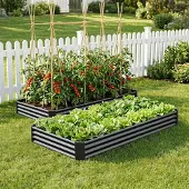 Merkloos Solidchoice – Set aus 2 verzinkten, erhöhten Blumenkästen