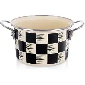 Orion Emaille Kochtopf DAMIER, 18 cm, 2L, Retro-Stil