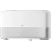 Tork Doppelrollenspender für Mini Jumbo Toilettenpapier, T2, Robuster Toilettenpapierspender mit Sichtfenster, Maße (H x B x L): 25,6 x 14,6 x 43,2 cm, Farbe: weiß