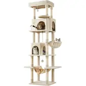 Yaheetech 210 cm Kratzbaum groß XXL Katzenbaum mit 9 Kratzsäulen Beige