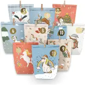 Sonstiges Adventskalender Einhorn Geschenktüten 24-teilig - Kraftpapier - Basteln und Verschenken