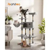 Feandrea Kratzbaum, XXL Katzenbaum, 164 cm, hellgrau PCT087W01