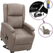 Syfax Massagesessel mit Aufstehhilfe Taupe Stoff