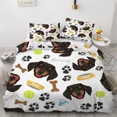 Sonstiges Bettwäsche-Set Dackel 135x200 cm 2-teilig Mikrofaser 3D Motiv mit Reißverschluss