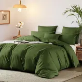 Sonstiges Bettwäsche-Set 200x200 cm Baumwolle Mako Satin Olivgrün 3-teilig
