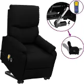 Syfax Massagesessel mit Aufstehhilfe Schwarz Stoff