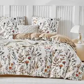 Sonstiges Bettwäsche-Set 240x220 cm Mikrofaser Blumenmuster Weiß 3-teilig
