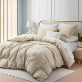 Sonstiges Bettwäsche-Set 200x200 cm Baumwolle 3-Teilig Beige