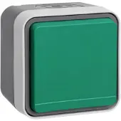 Hager WNC100V Steckdose mit Schutzkontaktstift AP, grüner Klappdeckel, W.1 IP55, grau