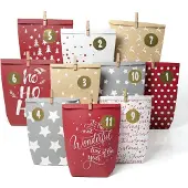 Sonstiges Adventskalender zum Befüllen, 24 Tüten mit Zahlenaufklebern, Rot