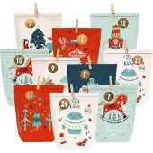 Sonstiges Adventskalender zum Befüllen, 24 Weihnachtstüten zum Basteln, mit Zahlenaufklebern, Bunt Blau