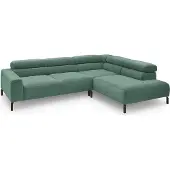 KAWOLA Sofa DELIA Ecksofa Feincord grün Recamiere rechts