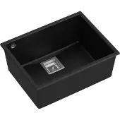 Quadron Spülbecken 1-Becken Spüle | Größe: 55 x 42 x 22,5 cm | DAVID 50 | Küchenspüle Granitspüle aus GraniteQ mit Siphon | Carbon & Stahl