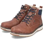 Rieker Winterboots , Herren, Gr. 47, Warmfutter, braun (rotbraun, kombiniert), Lederimitat, Schuhe Winterboots, Winterstiefelette, Schnürboots mit wasserabweisender riekerTEX-Membran