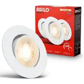Briloner 3er Set LED Einbaustrahler Dimmbar Ø90x24 mm Rund 4,9W 480lm 3000K Warmweiß Schwenkbar Weiß - Einbauleuchten Wohnzimmer Flur
