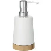 Wenko Seifenspender "Bamboo", weiß (weiß, natur), B:9cm H:17,5cm L:8cm, Bambus, Keramik, Dosierspender, Seifenspender, Keramik, 330 ml