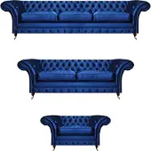 AEA Wohnzimmer Sofagarnitur 3tlg Luxus Modern Komplett Sitzmöbel Textil Chesterfield