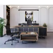 AEA Chef Büro Möbel Set Schreibtisch Couchtisch Aktenschrank Tisch 3tlg. Sets