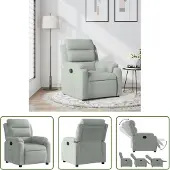 The Living Store Relaxsessel Hellgrau Samt