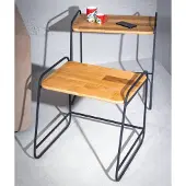 AEA Hellbraunes Couchtisch-Set Wohnzimmer 2x Beistelltische Metalltische